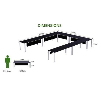 Figura 72-16 12 Seater Black U-Shaped Conference-Meeting Table