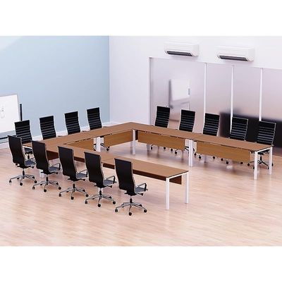 Mahmayi Figura 72-16 U-Shaped Conference Meeting Table for Office, School, or Classroom, Large 12 Person Capacity with Elegant Design and Durability, Ideal for Meetings, Events, Seminars, and Collaborative Workspaces (12 Seater, Light Walnut) 