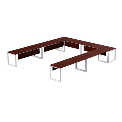 Mahmayi Vorm 136-16 U-Shaped Conference Meeting Table for Office, School, or Classroom, Large 12 Person Capacity with Elegant Design and Durability, Ideal for Meetings, Events, Seminars, and Collaborative Workspaces (12 Seater, Apple Cherry)