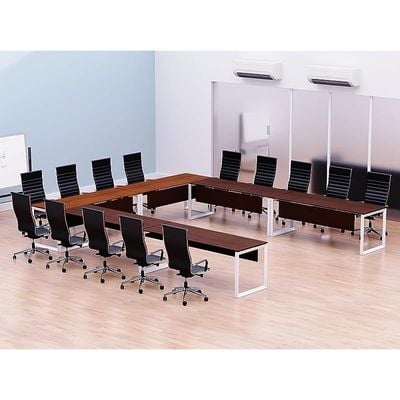 Mahmayi Vorm 136-16 U-Shaped Conference Meeting Table for Office, School, or Classroom, Large 12 Person Capacity with Elegant Design and Durability, Ideal for Meetings, Events, Seminars, and Collaborative Workspaces (12 Seater, Apple Cherry)