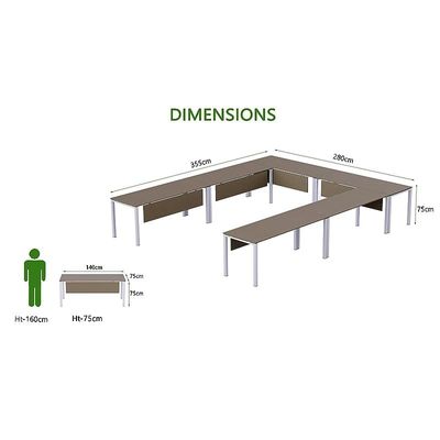 Figura 72-14 12 Seater Brown Linen U-Shaped Conference-Meeting Table
