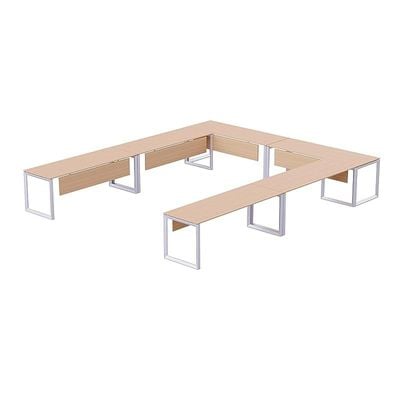 Mahmayi Vorm 136-16 U-Shaped Conference Meeting Table for Office, School, or Classroom, Large 12 Person Capacity with Elegant Design and Durability, Ideal for Meetings, Events, Seminars, and Collaborative Workspaces (12 Seater, Oak)