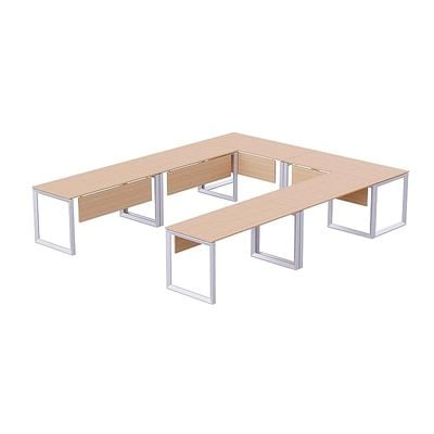 Mahmayi Vorm 136-12 U-Shaped Conference Meeting Table for Office, School, or Classroom, Large 12 Person Capacity with Elegant Design and Durability, Ideal for Meetings, Events, Seminars, and Collaborative Workspaces (12 Seater, Oak)