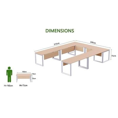 Mahmayi Vorm 136-12 U-Shaped Conference Meeting Table for Office, School, or Classroom, Large 12 Person Capacity with Elegant Design and Durability, Ideal for Meetings, Events, Seminars, and Collaborative Workspaces (12 Seater, Oak)