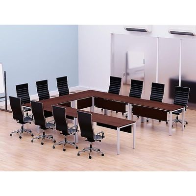 Mahmayi Figura 72-12 U-Shaped Conference Meeting Table for Office, School, or Classroom, Large 12 Person Capacity with Elegant Design and Durability, Ideal for Meetings, Events, Seminars, and Collaborative Workspaces (12 Seater, Apple Cherry) 