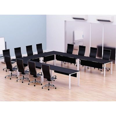 Mahmayi Figura 72-14 U-Shaped Conference Meeting Table for Office, School, or Classroom, Large 12 Person Capacity with Elegant Design and Durability, Ideal for Meetings, Events, Seminars, and Collaborative Workspaces (12 Seater, Black) 
