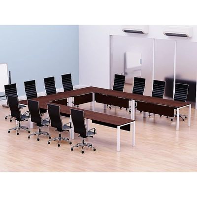 Mahmayi Figura 72-14 U-Shaped Conference Meeting Table for Office, School, or Classroom, Large 12 Person Capacity with Elegant Design and Durability, Ideal for Meetings, Events, Seminars, and Collaborative Workspaces (12 Seater, Apple Cherry) 