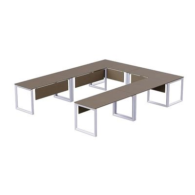 Mahmayi Vorm 136-12 U-Shaped Conference Meeting Table for Office, School, or Classroom, Large 12 Person Capacity with Elegant Design and Durability, Ideal for Meetings, Events, Seminars, and Collaborative Workspaces (12 Seater, Brown Linen)