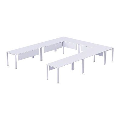 Mahmayi Figura 72-14 U-Shaped Conference Meeting Table for Office, School, or Classroom, Large 12 Person Capacity with Elegant Design and Durability, Ideal for Meetings, Events, Seminars, and Collaborative Workspaces (12 Seater, White) 