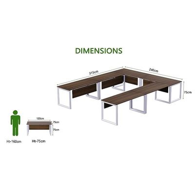 Mahmayi Vorm 136-12 U-Shaped Conference Meeting Table for Office, School, or Classroom, Large 12 Person Capacity with Elegant Design and Durability, Ideal for Meetings, Events, Seminars, and Collaborative Workspaces (12 Seater, Dark Walnut)