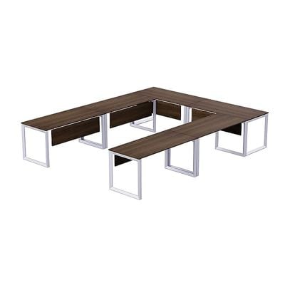 Mahmayi Vorm 136-12 U-Shaped Conference Meeting Table for Office, School, or Classroom, Large 12 Person Capacity with Elegant Design and Durability, Ideal for Meetings, Events, Seminars, and Collaborative Workspaces (12 Seater, Dark Walnut)