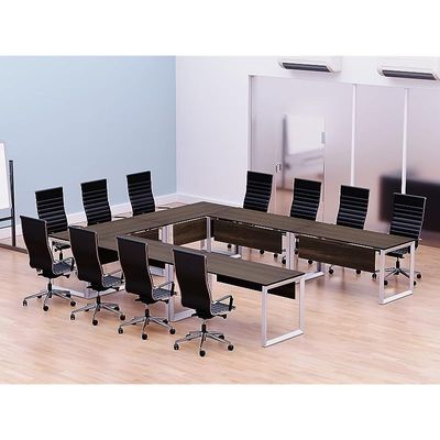 Mahmayi Vorm 136-12 U-Shaped Conference Meeting Table for Office, School, or Classroom, Large 12 Person Capacity with Elegant Design and Durability, Ideal for Meetings, Events, Seminars, and Collaborative Workspaces (12 Seater, Dark Walnut)