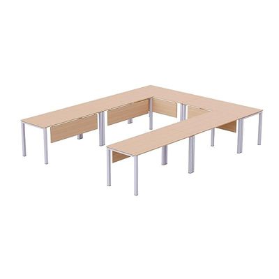 Mahmayi Figura 72-12 U-Shaped Conference Meeting Table for Office, School, or Classroom, Large 12 Person Capacity with Elegant Design and Durability, Ideal for Meetings, Events, Seminars, and Collaborative Workspaces (12 Seater, Oak) 