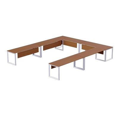 Mahmayi Vorm 136-16 U-Shaped Conference Meeting Table for Office, School, or Classroom, Large 12 Person Capacity with Elegant Design and Durability, Ideal for Meetings, Events, Seminars, and Collaborative Workspaces (12 Seater, Light Walnut)