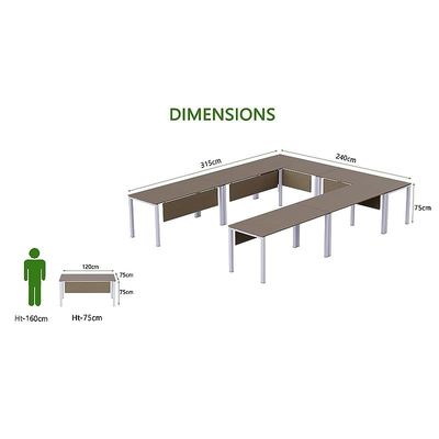 Figura 72-12 12 Seater Brown Linen U-Shaped Conference-Meeting Table