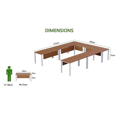 Mahmayi Figura 72-12 U-Shaped Conference Meeting Table for Office, School, or Classroom, Large 12 Person Capacity with Elegant Design and Durability, Ideal for Meetings, Events, Seminars, and Collaborative Workspaces (12 Seater, Light Walnut) 