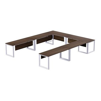 Mahmayi Vorm 136-14 U-Shaped Conference Meeting Table for Office, School, or Classroom, Large 12 Person Capacity with Elegant Design and Durability, Ideal for Meetings, Events, Seminars, and Collaborative Workspaces (12 Seater, Dark Walnut)
