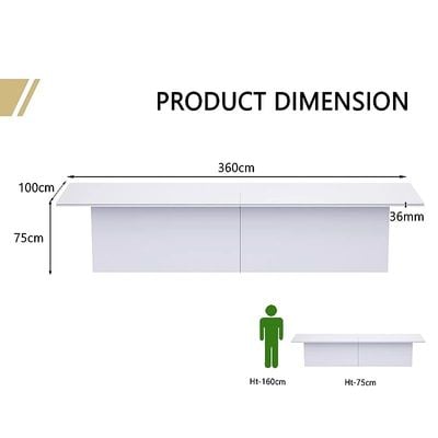 Stylish Conference Table Office Meeting Table, Conference Room Table - White, 360CM