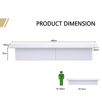 Ultra-Modern Conference Table for Office, Office Meeting Table, Conference Meetin Room Table - White, 480CM