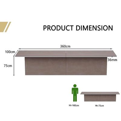 Ultra-Crafted Conference Meeting Table, Office Meeting Table, Conference Room Table - Light Concrete, 360CM