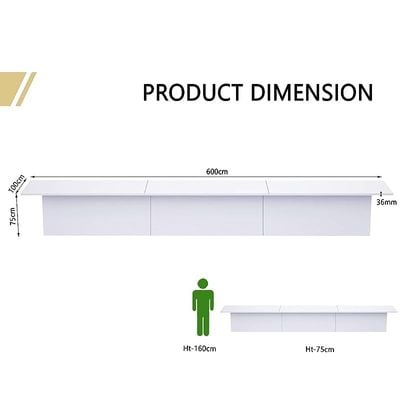 Modern Conference Table for Office, Office Meeting Table, Conference Room Table - White, 600CM