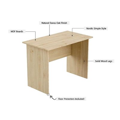 Writing Desk, MP1 160x80 Writing Table Without Drawers, Modern Home Office Desks for Student Study Laptop PC - Oak