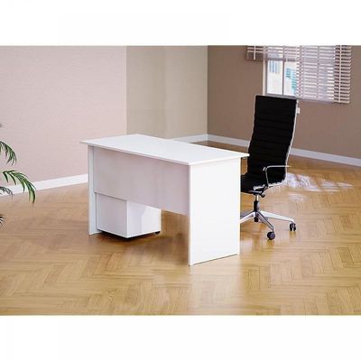 Mahmayi MP1 140x80 Writing Table with Mobile Drawer - Modern Office Desk for Home & Work, Ergonomic Design, Study Desk with Storage, Sturdy Computer Table for Office, Bedroom, Living Room (White)