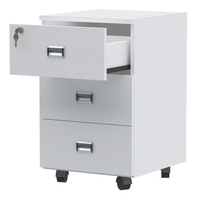 3 Drawer Mobile Storage Unit For Office, Home, Workspace- Premium White