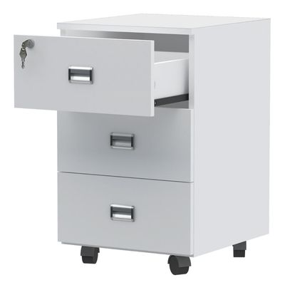 Stazion 3 Drawer Mobile Storage Unit Premium White