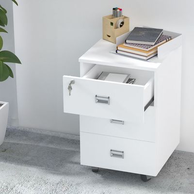 Stazion 3 Drawer Mobile Storage Unit Premium White