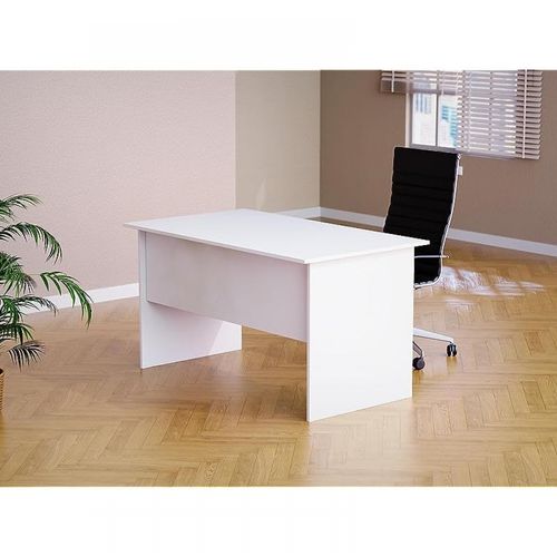 Study Writing Desk, MP1 160x80 Writing Table with Hanging Pedestal, Modern Home Office Desks for Student Study Laptop PC - White