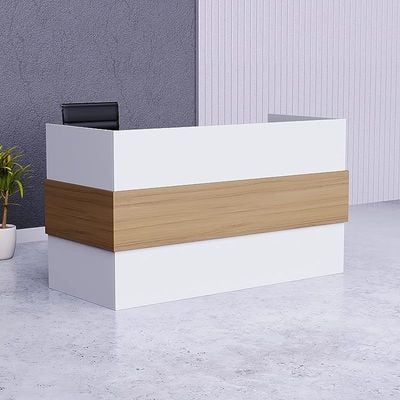 REC-1 Reception Desk For Front Office Desk, Premium Quality Office Reception Desk (White-Coco Bolo)