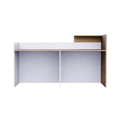 REC-2 Designer Reception Desk For Office Space, Front Office Desk (White-Coco Bolo)