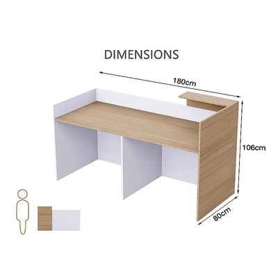 REC-2 Designer Reception Desk For Office Space, Front Office Desk (White-Coco Bolo)