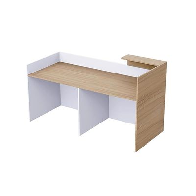 REC-2 Designer Reception Desk For Office Space, Front Office Desk (White-Coco Bolo)