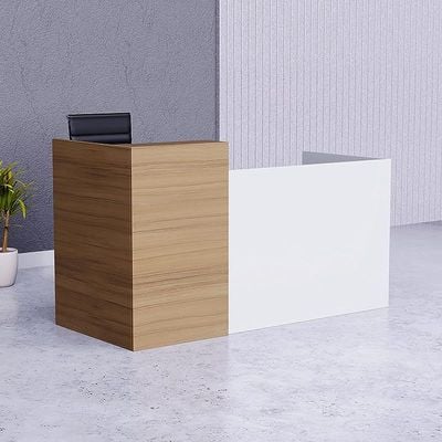 REC-2 Designer Reception Desk For Office Space, Front Office Desk (White-Coco Bolo)