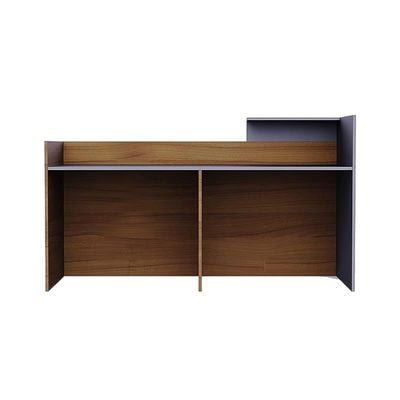 REC-2 Designer Reception Desk For Office Space, Front Office Desk (Natural Dijon Walnut-Dust Grey)