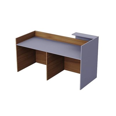 REC-2 Designer Reception Desk For Office Space, Front Office Desk (Natural Dijon Walnut-Dust Grey)