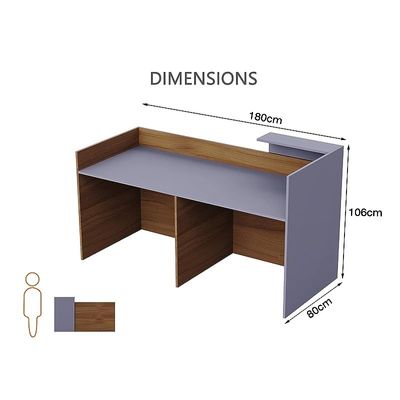 REC-2 Designer Reception Desk For Office Space, Front Office Desk (Natural Dijon Walnut-Dust Grey)