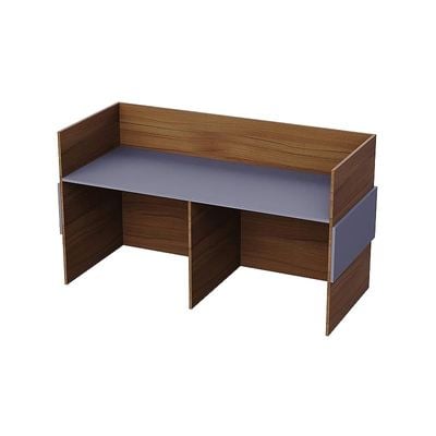 REC-1 Reception Desk For Front Office Desk, Premium Quality Office Reception Desk (Natural Dijon Walnut-Dust Grey)