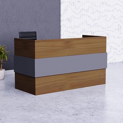 REC-1 Reception Desk For Front Office Desk, Premium Quality Office Reception Desk (Natural Dijon Walnut-Dust Grey)