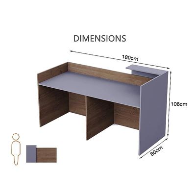 REC-2 Designer Reception Desk For Office Space, Front Office Desk (Truffle Davos Oak-Dust Grey)