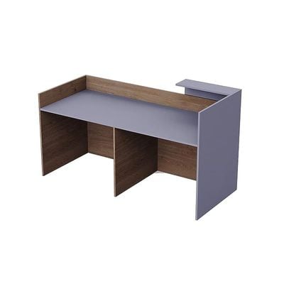 REC-2 Designer Reception Desk For Office Space, Front Office Desk (Truffle Davos Oak-Dust Grey)