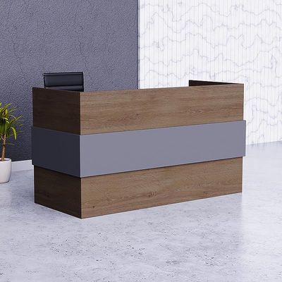 REC-1 Reception Desk For Front Office Desk, Premium Quality Office Reception Desk (Truffle Davos Oak-Dust Grey)