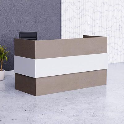 REC-1 Reception Desk For Front Office Desk, Premium Quality Office Reception Desk (Light Concrete-White)