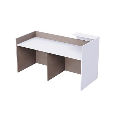 REC-2 Designer Reception Desk For Office Space, Front Office Desk (Light Concrete-White)