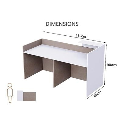 REC-2 Designer Reception Desk For Office Space, Front Office Desk (Light Concrete-White)