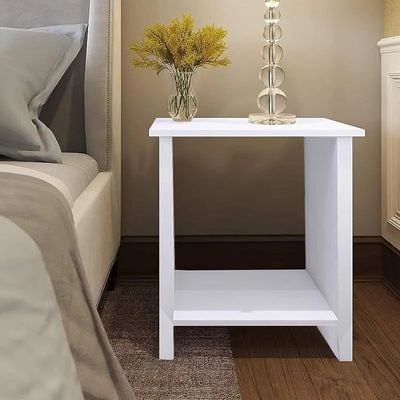 Mahmayi Limited Edition Wooden Night Stand, Newly Crafted Night Stand for Offices, Bed Rooms, Living Rooms with Sturdy Legs for Elegance and Functionality- MP1 (White)