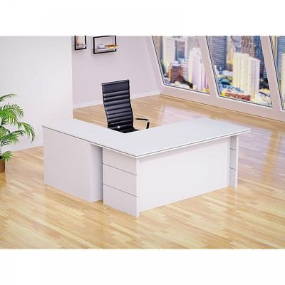 Executive LShape Desk for Computer Workstation (White)