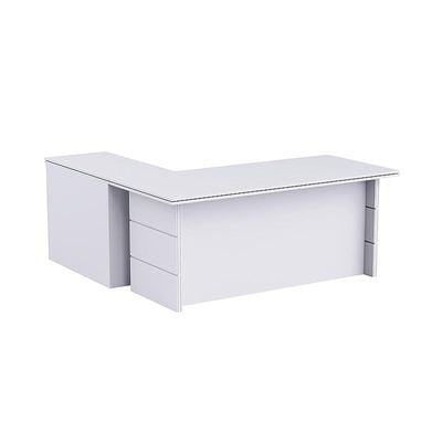 Executive LShape Desk for Computer Workstation (White)